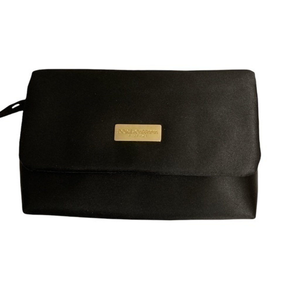 Dolce & gabbana black satin cosmetic bag wristlet